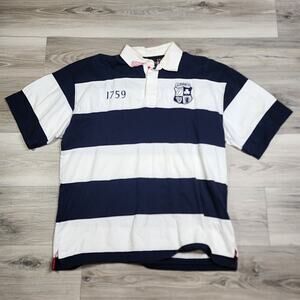 Guinness Rugby Polo Men's XL White Striped Short Sleeve